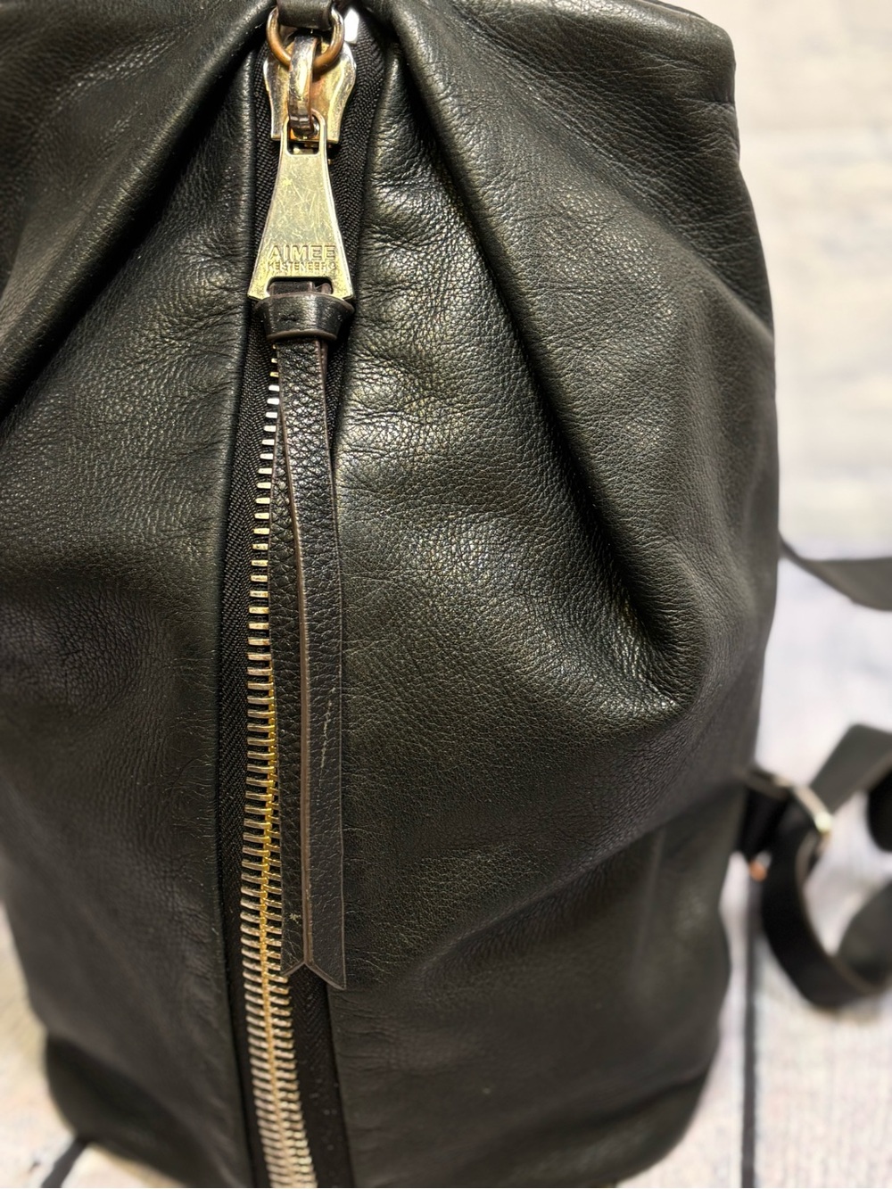 Aimee Kestenberg Tamitha Black Pebbled Leather Boho Classic Backpack Purse - Picture 7 of 15